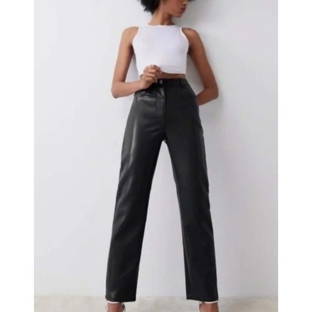 Wilfred‎ Melina Vegan Leather Pants size 6 Black High Rise Straight Leg Soft